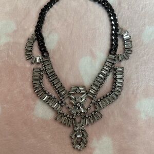 EXPRESS | Silver and Black Statement Necklace
